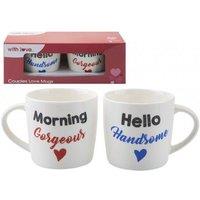 KDMD Couples Mug Set of 2 White Patterned Mug