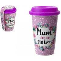 KDMD 320ml Double Wall Cup With Lid Mum Design in Pink