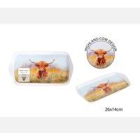 KDMD Highland Cow Tea Tray 4 Pack Brown in White