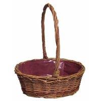 KDMD Unpeeled Oval Lined Basket Brown