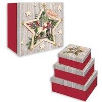 KDMD Wooden-Effect Star Nested Gift Boxes Set of 3