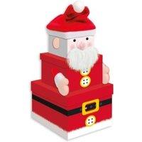 KDMD Large Stackable Christmas Santa Gift Boxes in Red
