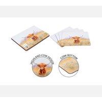 KDMD Rustic Highland Cow Placemats 4 Pack in Brown