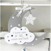 KDMD 'I love you to..' Moon & Star Hanging Plaque 2 Pack in Grey