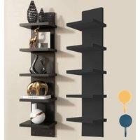 FORGEVIO 5 Tier Wall Shelf Unit Vertical Shelf Floating Storage Wall Shelf in Black