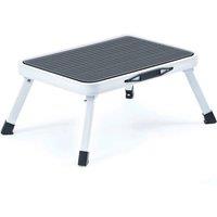 NESTLUNE Folding Anti Slip Feet Single Step Ladder Step Stool 150kg in Grey | Size: 1000mm x 400mm