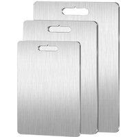NESTLUNE 3pcs/set Stainless Steel Board Double-Sided for Kitchen Camping in Silver