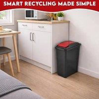 EONLION Red & Black Slim Plastic Waste Recycling Bin | Size: 100 cm