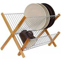 PAWNORA 2-Tier Bamboo Dish Drying Rack in Natural
