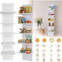KORVIXA 5 Tier Wall Shelf Unit Wall Mount Organizer Floating Storage in White | Size: 100 cm x 100 cm