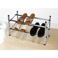 EONLION 2 Tier Shoe Rack Stackable & Extendable Organiser Shoes Tidy in Silver | Size: 500mm