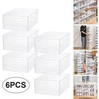 EONLION 6 Pack Transparent Shoe Storage Boxes Hard Plastic in Clear | Size: 500mm