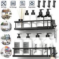 EONLION Self-Adhesive Shower Storage Rack for Bathroom in Black