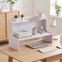 EONLION Desktop Storage Shelf Desk Organiser Office Display Rack in White | Size: 500mm