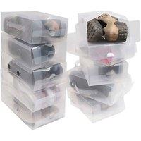 PAWNORA 10 Pack Stackable Clear Shoe Boxes Organiser Plastic Storage