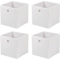 PAWNORA 4 Pack White Foldable Canvas Storage Box Fabric Cube Basket
