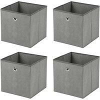 PAWNORA 4 Pack Grey Foldable Canvas Storage Box Fabric Cube Basket