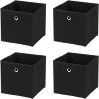 PAWNORA 4 Pack Black Foldable Canvas Storage Box Fabric Cube Basket