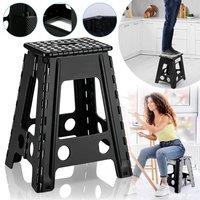 PAWNORA Folding Steps Folding Step Stool Foldable Anti Slip in Black