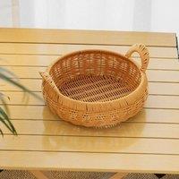 Kelvenix Imitation Rattan Fruit Basket Bread Basket in Brown | Size: 0.6m2