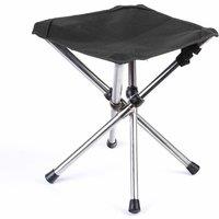 Kelvenix small Stainless Steel Portable Folding Stool Telescopic Design in Black