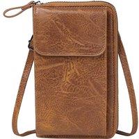 MODISHION Women's PU Leather Crossbody Phone Bag with Adjustable Strap in Brown