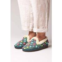 Moshulu Women's 'Peanut Brittle' Spotty Full Slippers in Green | Size: 5