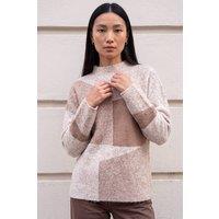 Roman Women's Colour Block Knit Jumper in Beige | Size: 14