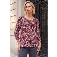 Roman Women's Floral Raglan Sleeve Top in Red | Size: 10