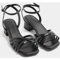 Yours Women's Faux Leather Strappy Cross Over Heels in Extra Wide EEE Fit in Black | Size: 5EEE