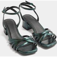 Yours Women's Faux Leather Strappy Cross Over Heels in Extra Wide EEE Fit in Teal | Size: 5EEE