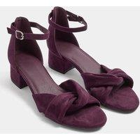 Yours Women's Twist Block Heels in Wide E & Extra Wide EEE in Burgundy | Size: 4E