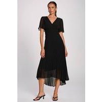 Jolie Moi Women's Chiffon Pleated Maxi Dress in Black | Size: 20