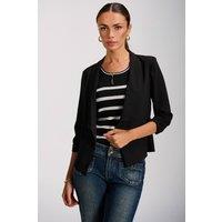 Jolie Moi Women's Draped Open Collar Blazer in Black | Size: 16