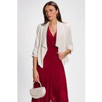 Jolie Moi Women's Draped Open Collar Blazer in White | Size: 12