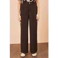 Yumi Women's Wide Leg Stretch Trousers in Brown | Size: 10