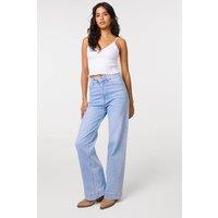 Pink Vanilla Women's Light Blue Diamante Side Wide Leg Jeans | Size: 8