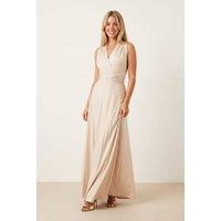 Style Cheat Women's Multi-way Slinky Maxi Dress / Champagne in Beige | Size: 14