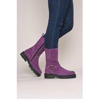Moshulu Women's 'Firth' Squared Toe Biker Boot in Plum | Size: 6