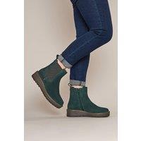 Moshulu Women's 'Kos' Chunky Sole Leather Ankle Boot in Green | Size: 6.5