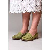 Moshulu Women's 'Petrel Nubuck' Classic Nubuck Penny Loafers in Light Green | Size: 7