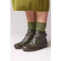 Moshulu Women's 'Bourbon 2' Slouchy Leather Ankle Boots in Olive | Size: 4