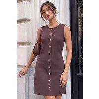 Roman Women's Knitted Pinafore Dress in Chocolate | Size: 16