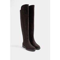 Yours Women's Stretch Back Boots in Wide E Fit in Chocolate | Size: 6E