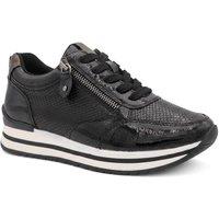 Pavers Women's Wide Fit Zip & Lace Trainers W/ Cushioned Sole in Jet Black | Size: 7
