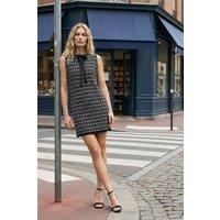 WOVCOR Women's Cowl Neck Sleeveless Textured Shift Mini Dress in Black | Size: Small