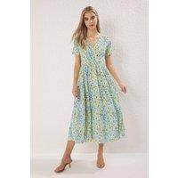 WOVCOR Women's V Neck Short Sleeve Skater Maxi Dress | Size: Small