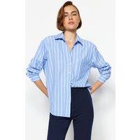 WOVCOR Women's Oversized Single Pocket Long Sleeve Boyfriend Shirt | Size: 4
