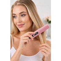 Lovii Women's LCD Cordless Hair Straightener Curler USB Rechargeable Styling Tool in Pink