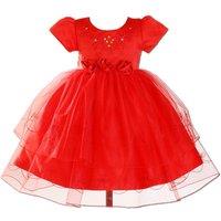 Cinda Girl's Floral Party Christening Dress in Red | Size: 6-9 m